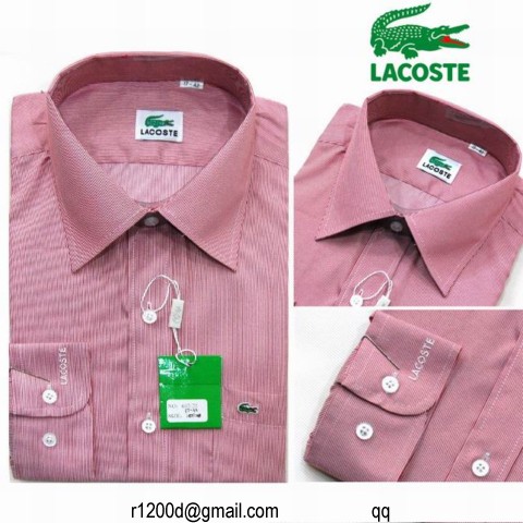 chemise lacoste rose homme